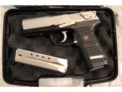 ruger p95 semi auto pistol stainless slide w/ hard case & 2 mags