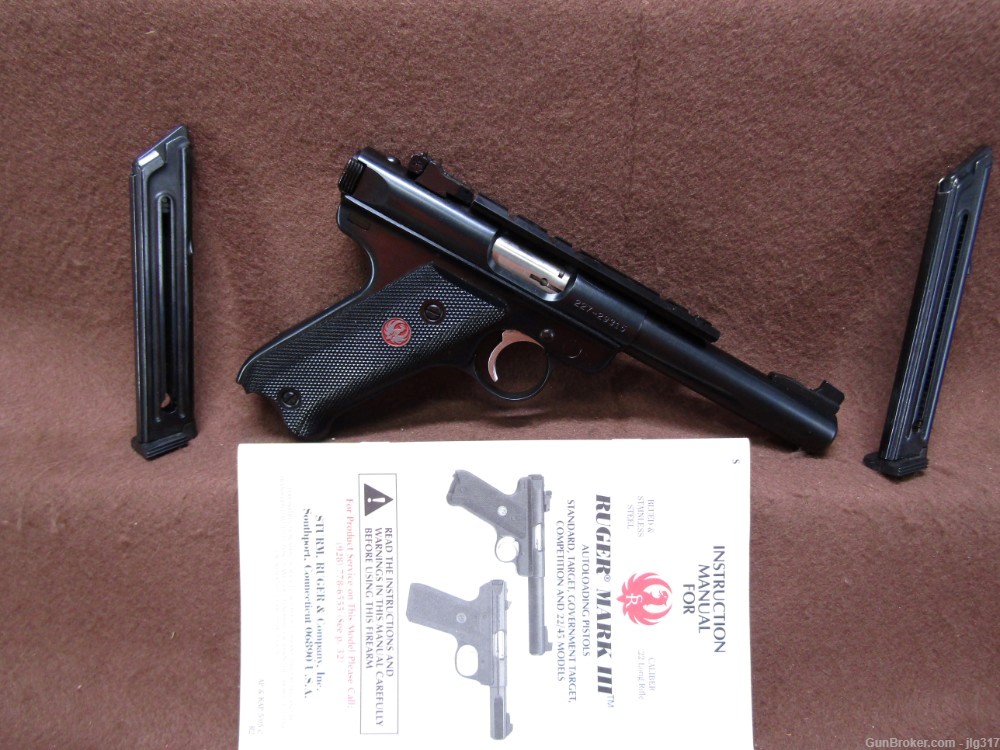 Ruger Mark III Target 22 LR Semi Auto Pistol Thumb Safety Loaded Indicator -img-0