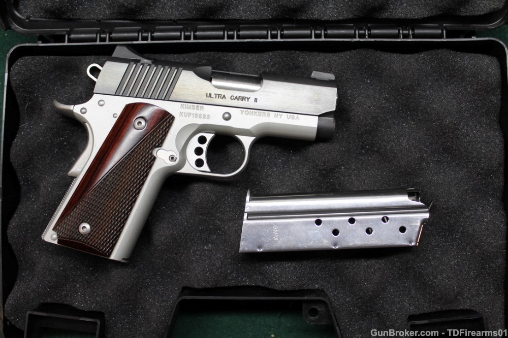 Kimber Ultra Carry II two tone 9mm officer 1911 w/ 2 mags-img-0