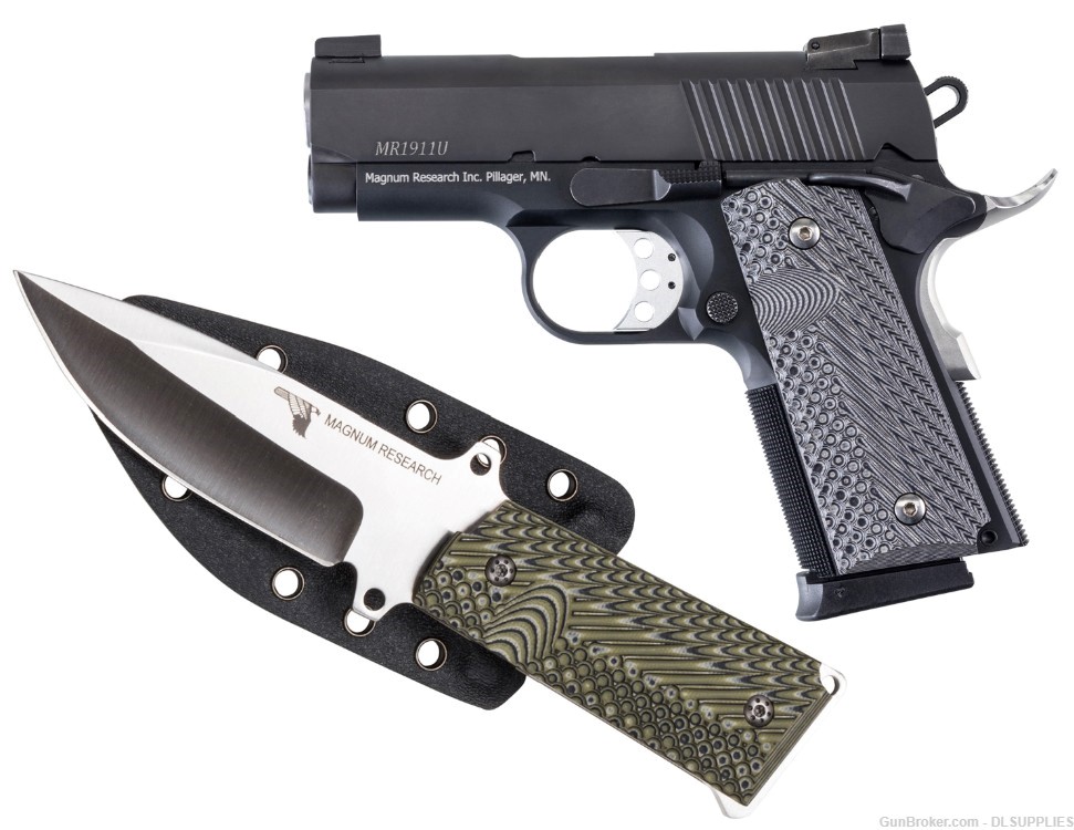 MAGNUM RESEARCH 1911 DESERT EAGLE BLUED FINISH W/ G10 KNIFE 3" BBL .45ACP-img-0