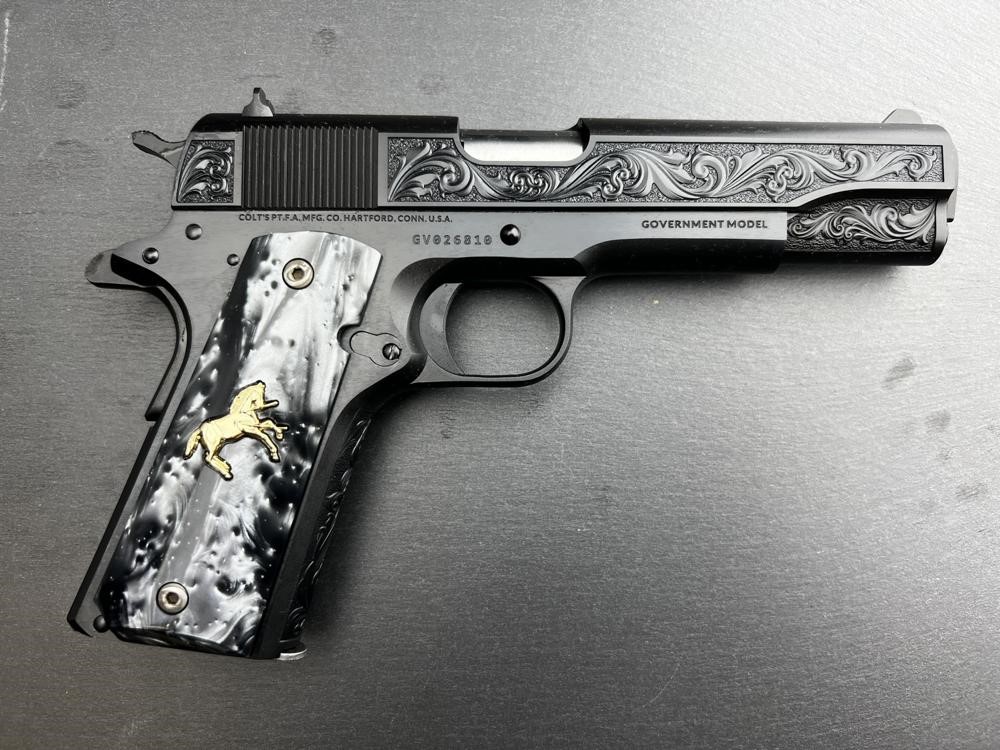 Colt 1911 Custom Engraved Regal AA by Altamont Blued .38 Super-img-5