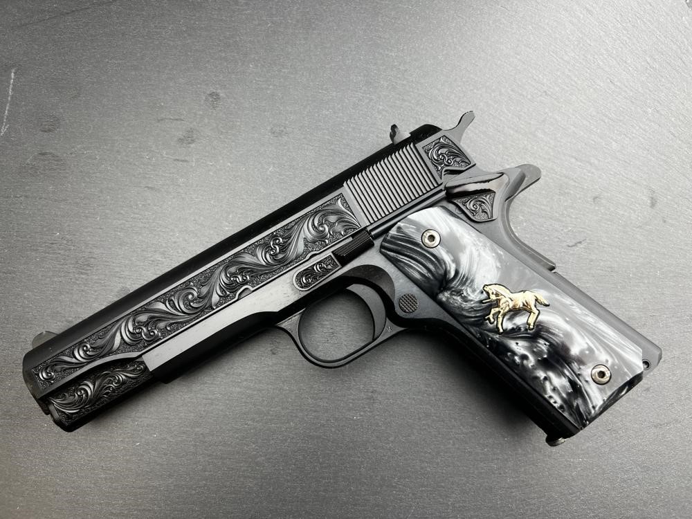 Colt 1911 Custom Engraved Regal AA by Altamont Blued .38 Super-img-10