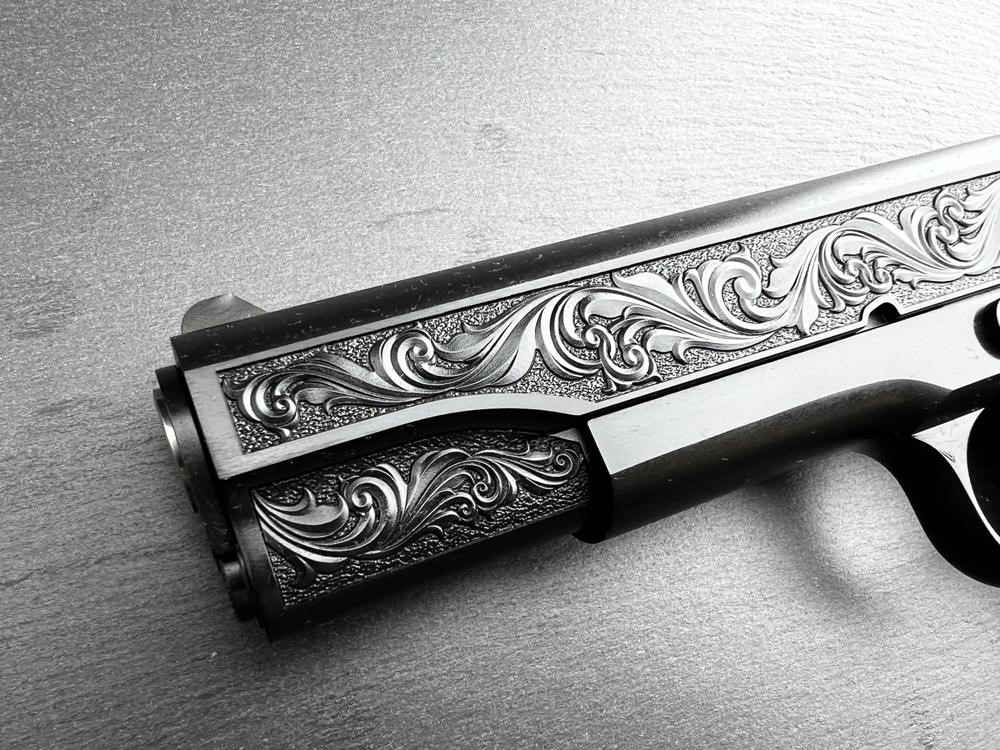 Colt 1911 Custom Engraved Regal AA by Altamont Blued .38 Super-img-1