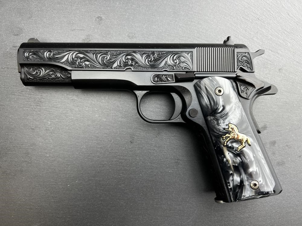 Colt 1911 Custom Engraved Regal AA by Altamont Blued .38 Super-img-0