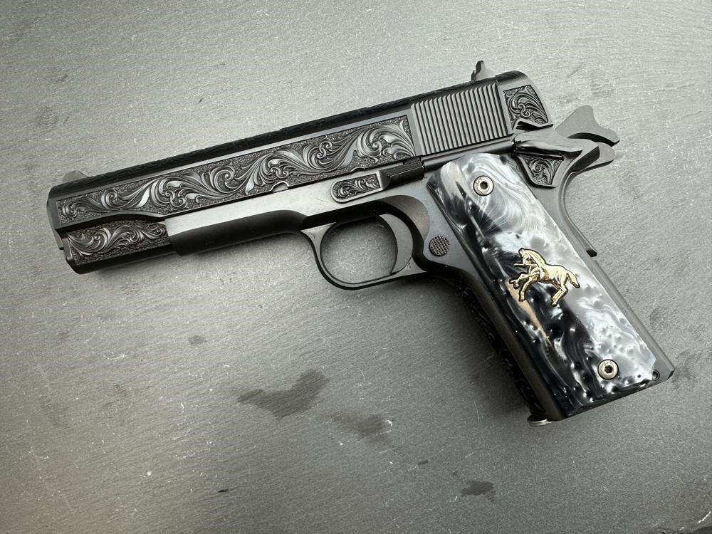 Colt 1911 Custom Engraved Regal AAA by Altamont Blued .38 Super-img-5