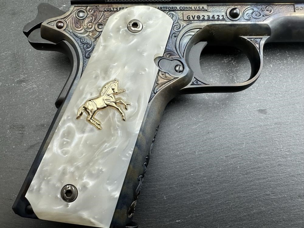Colt 1911 .45 ACP Blued/Case Hardened Altamont Custom Engraved Scroll-img-11