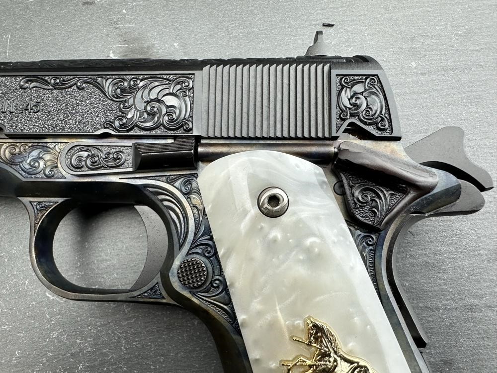 Colt 1911 .45 ACP Blued/Case Hardened Altamont Custom Engraved Scroll-img-3