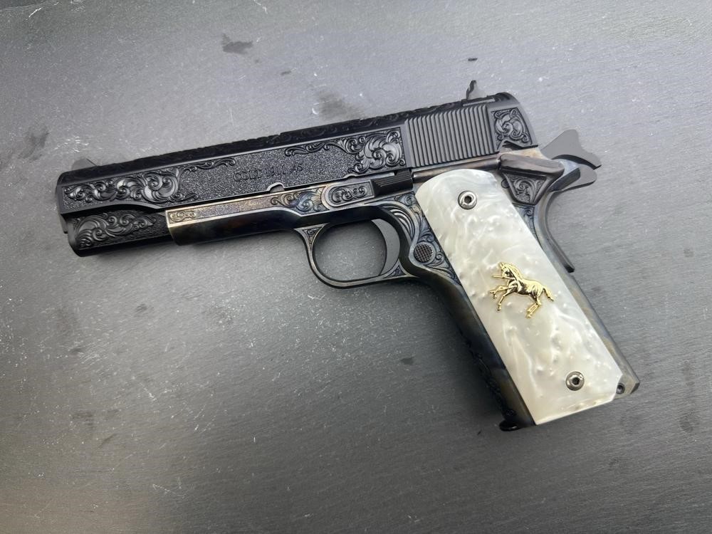 Colt 1911 .45 ACP Blued/Case Hardened Altamont Custom Engraved Scroll-img-5