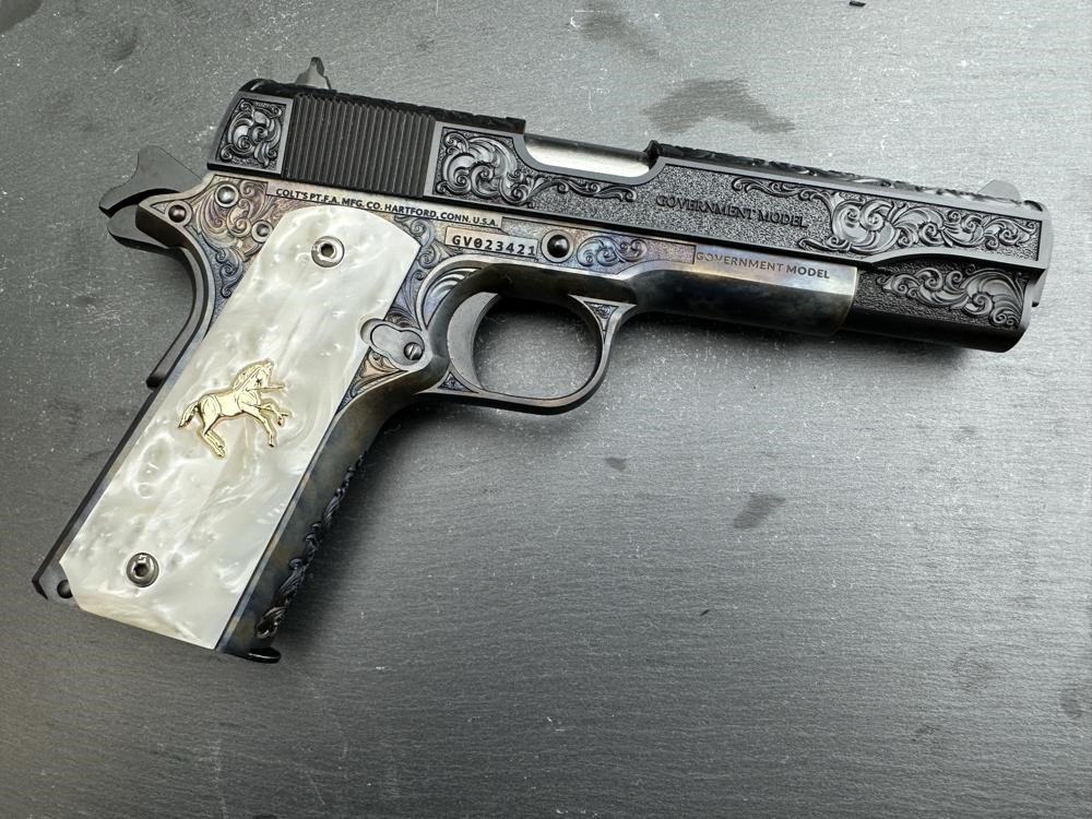 Colt 1911 .45 ACP Blued/Case Hardened Altamont Custom Engraved Scroll-img-12