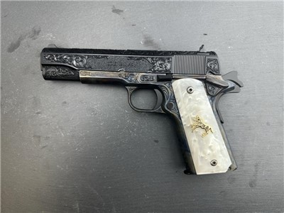 Colt 1911 .45 ACP Blued/Case Hardened Altamont Custom Engraved Scroll