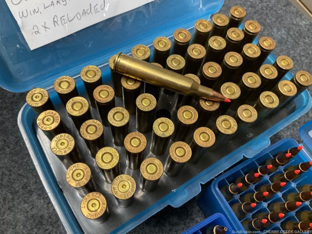 220 swift rifle ammo ammunition reloading ballistic hollow point tip brass-img-1