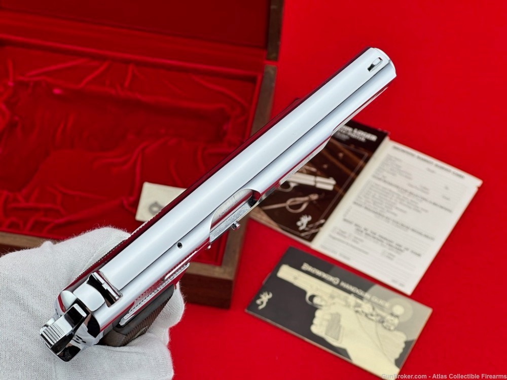 RARE 1978 Belgium Browning Hi Power 9mm |*CENTENNIAL / NICKEL CHROME*|-img-12