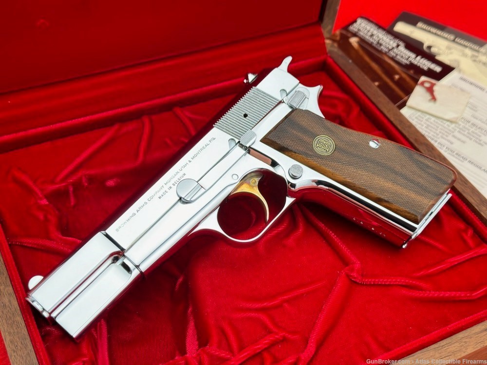 RARE 1978 Belgium Browning Hi Power 9mm |*CENTENNIAL / NICKEL CHROME*|-img-7