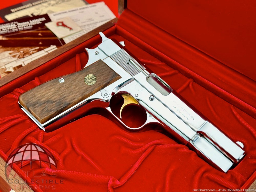 RARE 1978 Belgium Browning Hi Power 9mm |*CENTENNIAL / NICKEL CHROME*|-img-0