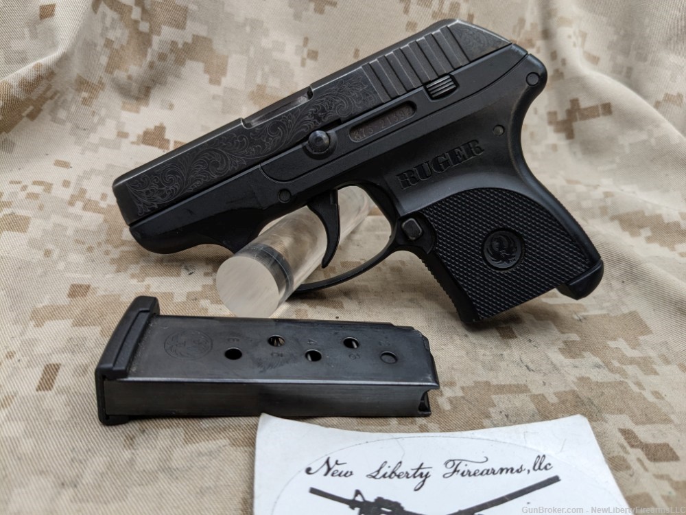 Ruger LCP Engraved .380 ACP DAO Pistol USED 1-6rd Mag 0.01 Penny Auction NR-img-2