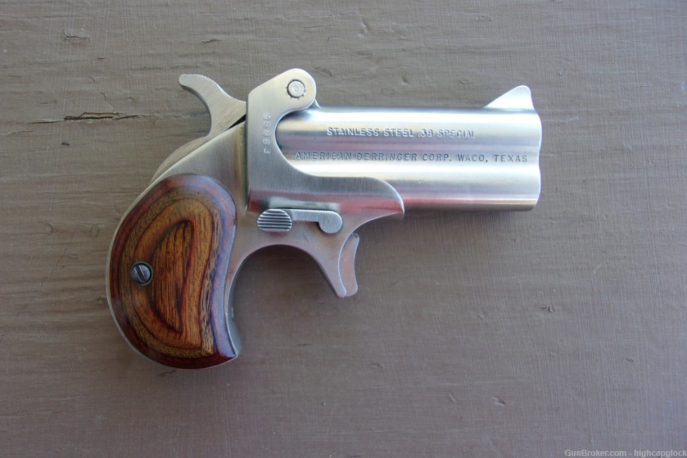 American Derringer M1 .38 Spcl 3" Stainless Derringer NICE $1START-img-1