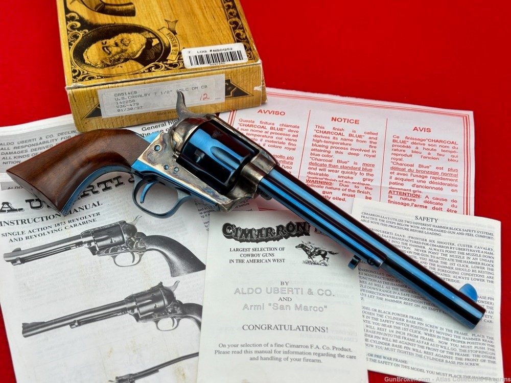 1997 Uberti Cimarron 1873 SAA US Cavalry Model 45LC 7.5" - Fire Blue & CCH-img-6