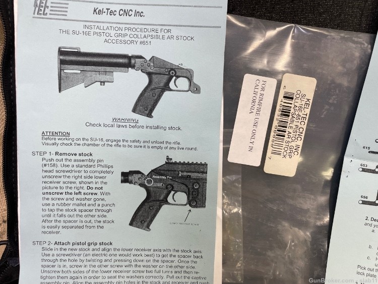 Kel Tec SU 16 Pistol Grip Collapsible AR Stock SU-16E-651 penny-img-4