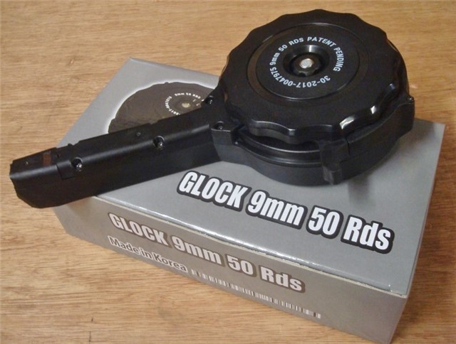 1 Glock 9mm 50 round New Drum magazine 9 mm Korean-img-1