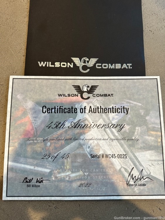 Wilson Combat 45th Anniversary Supergrade 1911, .45 ACP, 5" 2-Tone, Engrave-img-12