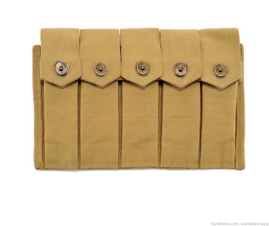 US WW2 Thompson 5 Cell Mag Pouch Khaki -img-0