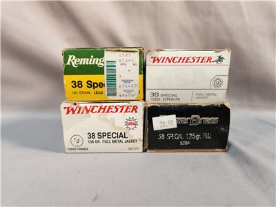 MIXED LOT OF 38SPL AMMO 160RDS USED! PENNY AUCTION!