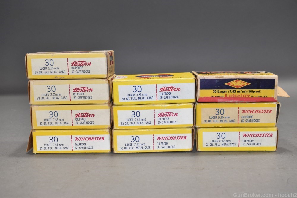 10 Boxes 493 Rds 30 Luger Pistol Ammunition MOSTLY W-W & Western READ-img-11