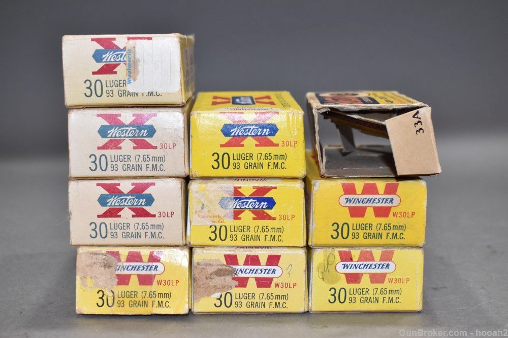 10 Boxes 493 Rds 30 Luger Pistol Ammunition MOSTLY W-W & Western READ-img-8