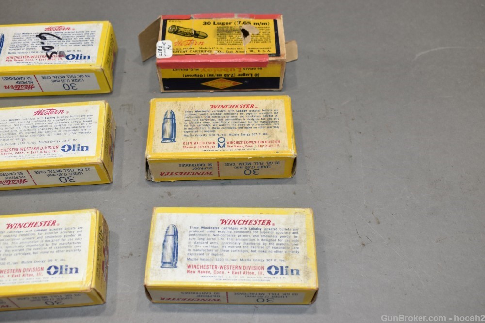 10 Boxes 493 Rds 30 Luger Pistol Ammunition MOSTLY W-W & Western READ-img-7