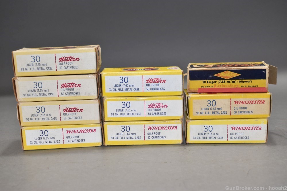 10 Boxes 493 Rds 30 Luger Pistol Ammunition MOSTLY W-W & Western READ-img-9