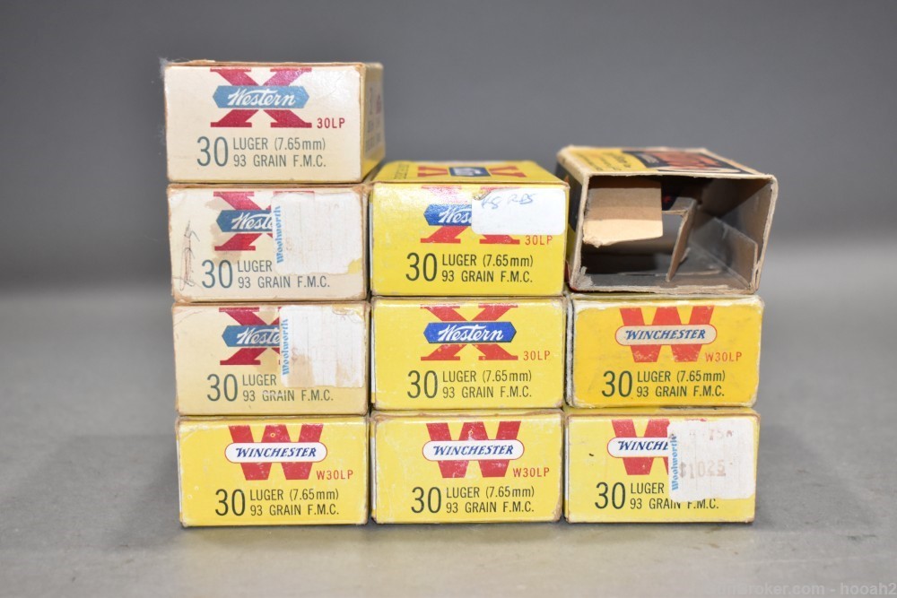 10 Boxes 493 Rds 30 Luger Pistol Ammunition MOSTLY W-W & Western READ-img-10