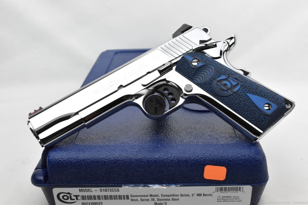 BRIGHT STAINLESS Colt Competition 9mm Model O1072CCS - NEW 1911-img-0