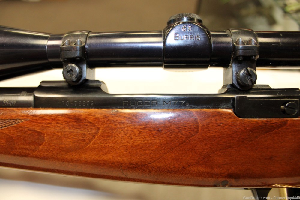 RARE RUGER M77 25-06 WITH 6X BURRIS SCOPE IRON SIGHTS -img-0
