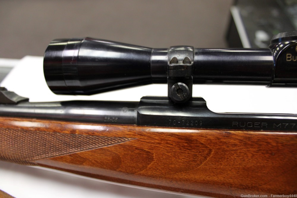 RARE RUGER M77 25-06 WITH 6X BURRIS SCOPE IRON SIGHTS -img-1