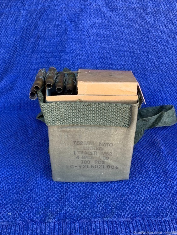 308 7.62 NATO 100 ROUND LINKED BELT IN SATCHEL BOX EMPTY-img-0