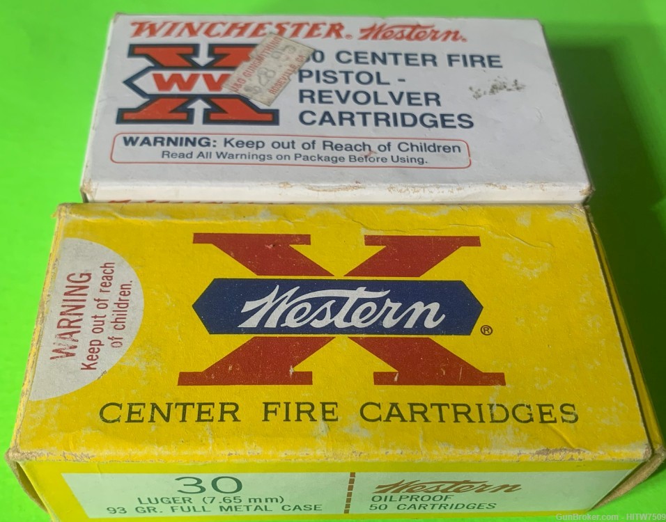Winchester Western 30 Luger 7.65mm 93 gr FMC 2 boxes 99rounds-img-1