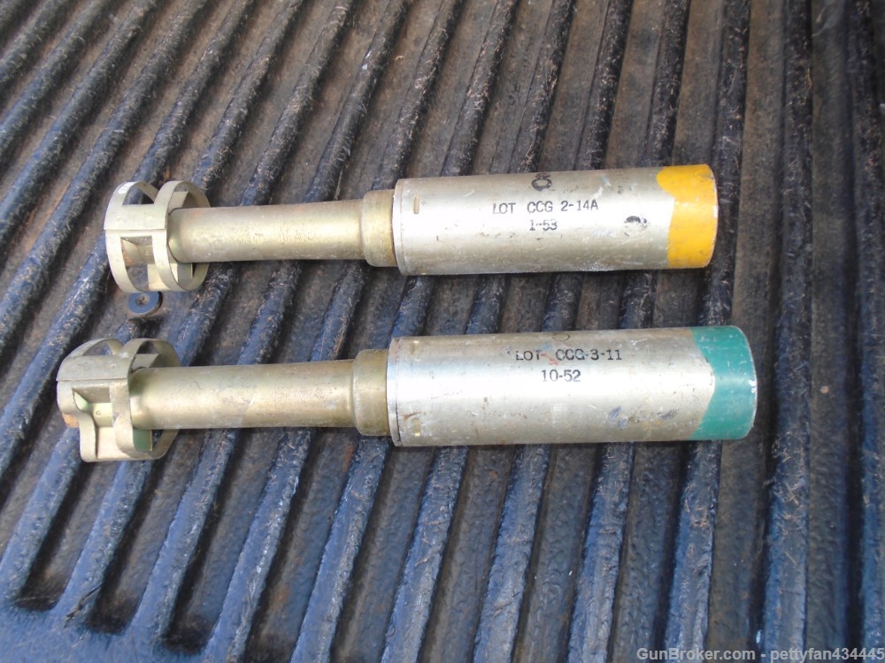 WW2 US rifle grenade TYPE flare lot of two. post war dated yellow and green-img-0