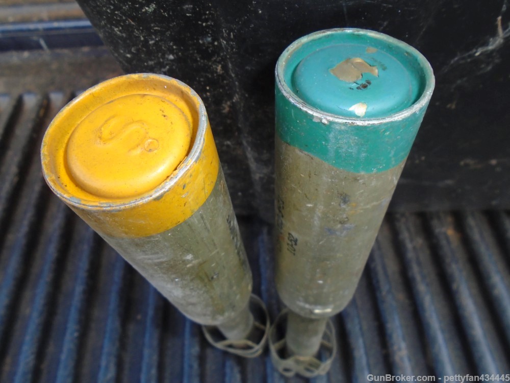 WW2 US rifle grenade TYPE flare lot of two. post war dated yellow and green-img-2