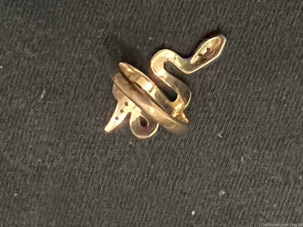 VINTAGE 14K GOLD DIAMOND SNAKE RING WITH RUBY EYES, 5GR -img-1