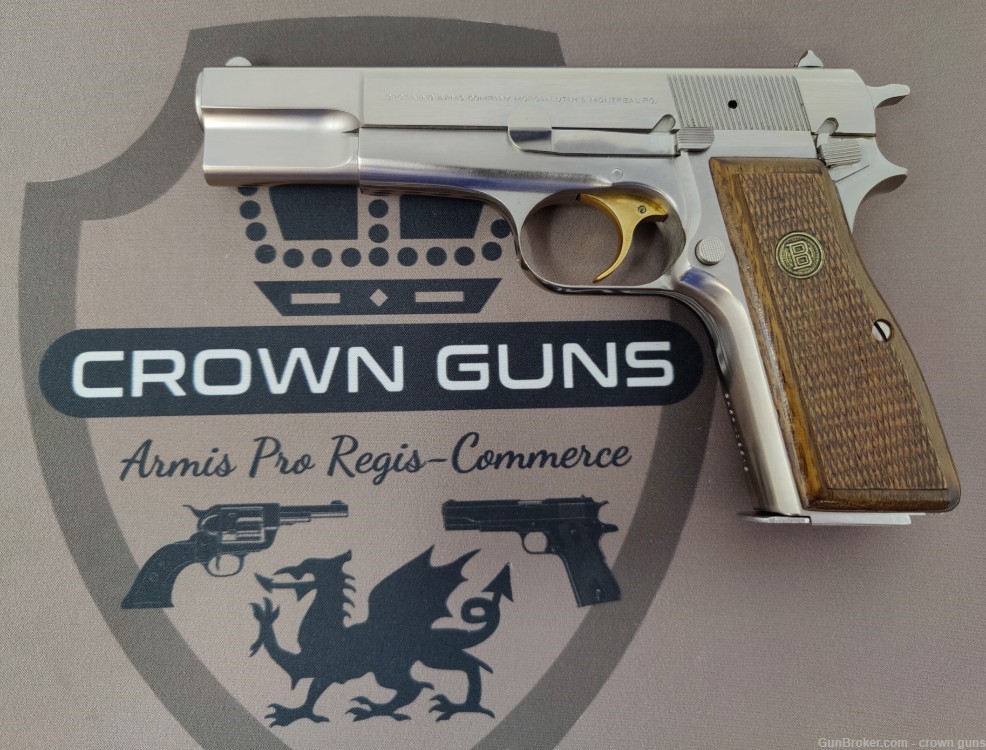 Browning Hi-Power in 9mm, Nickel, Born in 1980, RARE & EXCELLENT-img-2