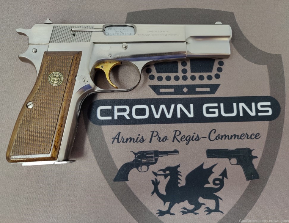 Browning Hi-Power in 9mm, Nickel, Born in 1980, RARE & EXCELLENT-img-3