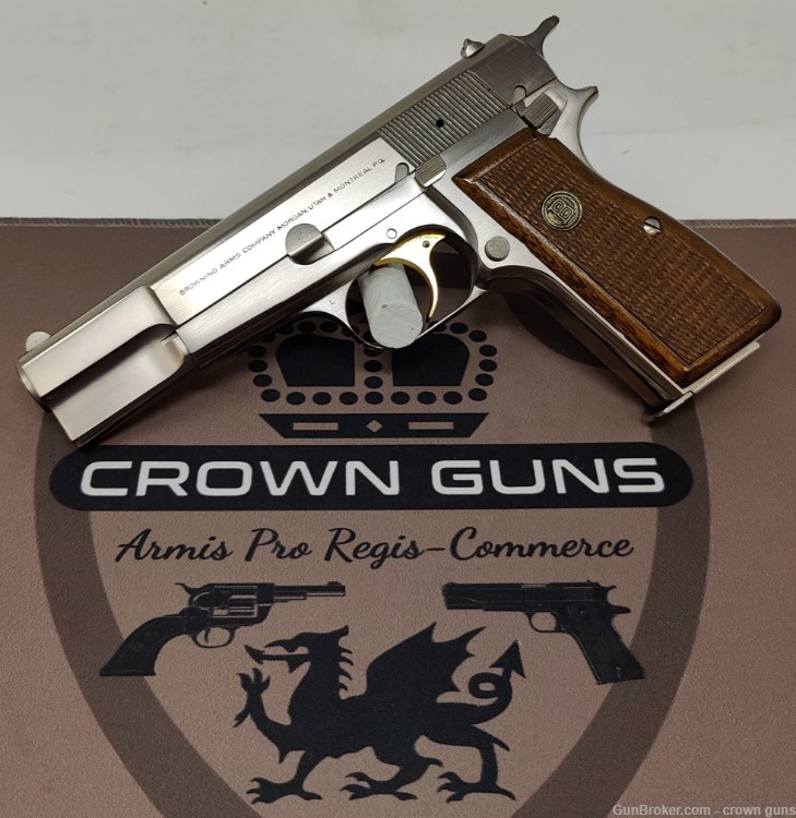 Browning Hi-Power in 9mm, Nickel, Born in 1980, RARE & EXCELLENT-img-0