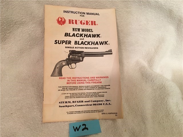 Ruger New Super Blackhawk Owners Manual 9/84-img-0
