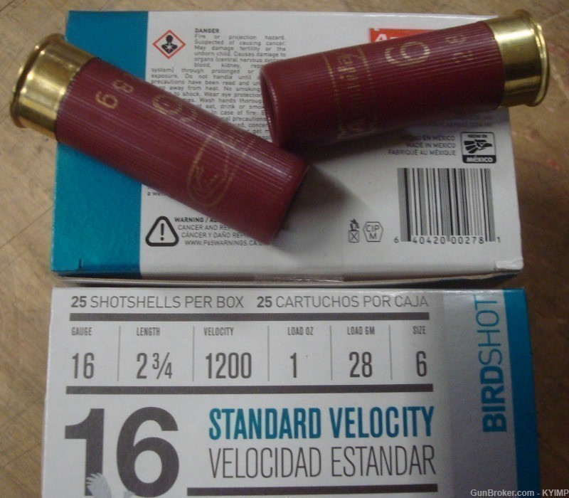 250 Aguila 16 ga Standard Velocity 2 3/4 " Birdshot 6 shot Shotgun Shells-img-0