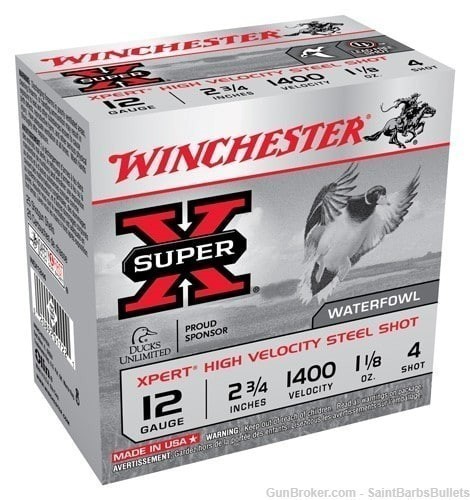 Winchester Xpert Steel 12 Gauge 2.75" 1400fps 1-1/8oz #4 - 25 Rounds-img-0