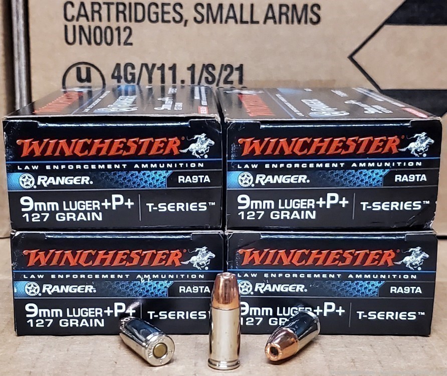 200 Rounds - Winchester Ranger T Series 9mm 127gr +p+ JHP RA9TA FREE SHIP-img-0