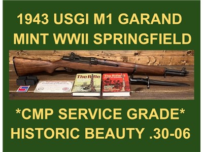 M1 GARAND SEPT. 1943 SPRINGFIELD CMP SERVICE GRADE EXCELLENT WW2 GARAND 