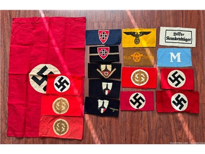 WWII GERMAN ARMBAND COLLECTION/ ORIGINAL/ FACTORY TAGS/ FLAG/ OTHER ITEMS*
