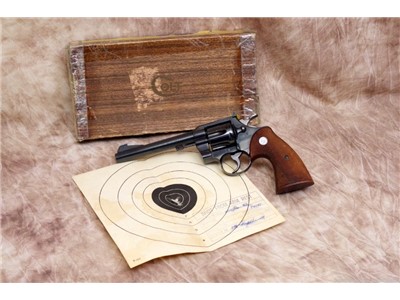 Colt Officers Model Match, with box and test target, 1957, 22 LR, 6 in