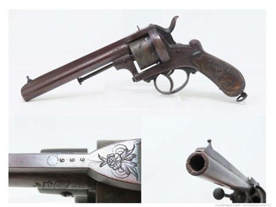 Civil War Era LEFAUCHEUX Style Antique EUROPEAN 11mm PINFIRE DA Revolver   
